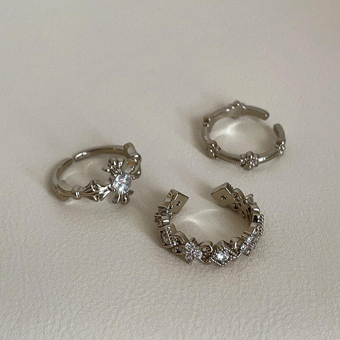 Wholesale Cross-shaped flower zircon brown gold ring
