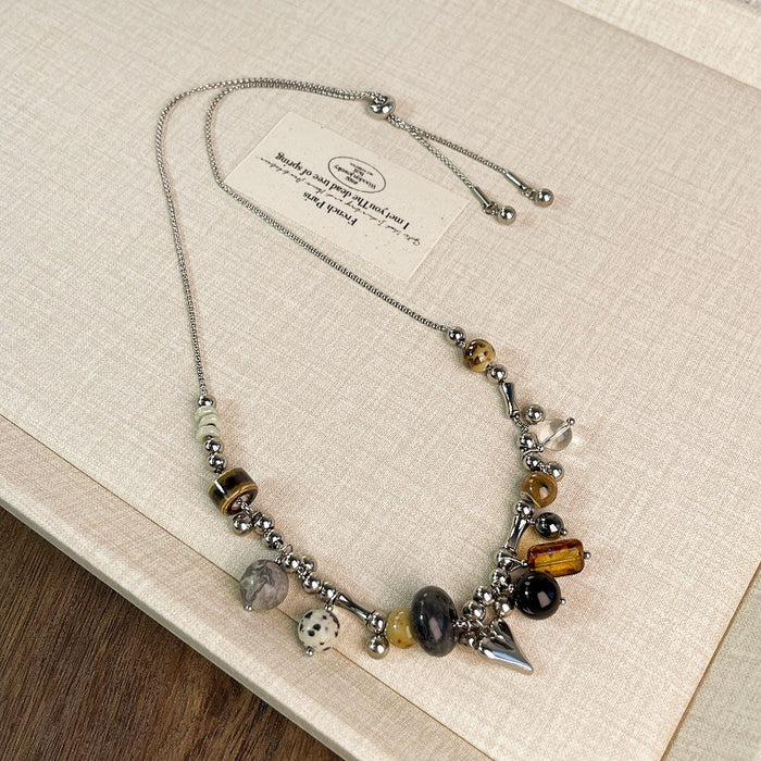 Wholesale Heart-shaped pendant adjustable length sweater chain stainless steel necklace