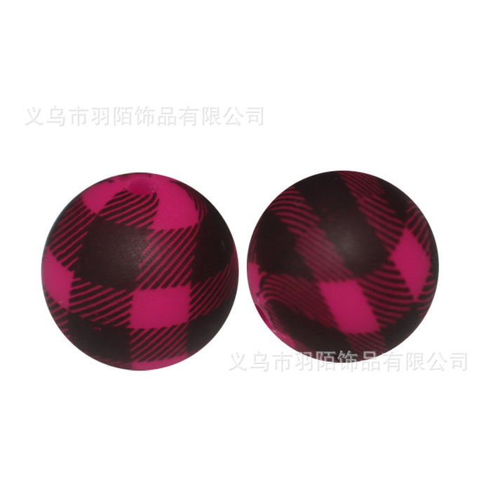 Wholesale 20pcs15mm Colorful Plaid Printed Beads JDC-BDS-HongZhou008