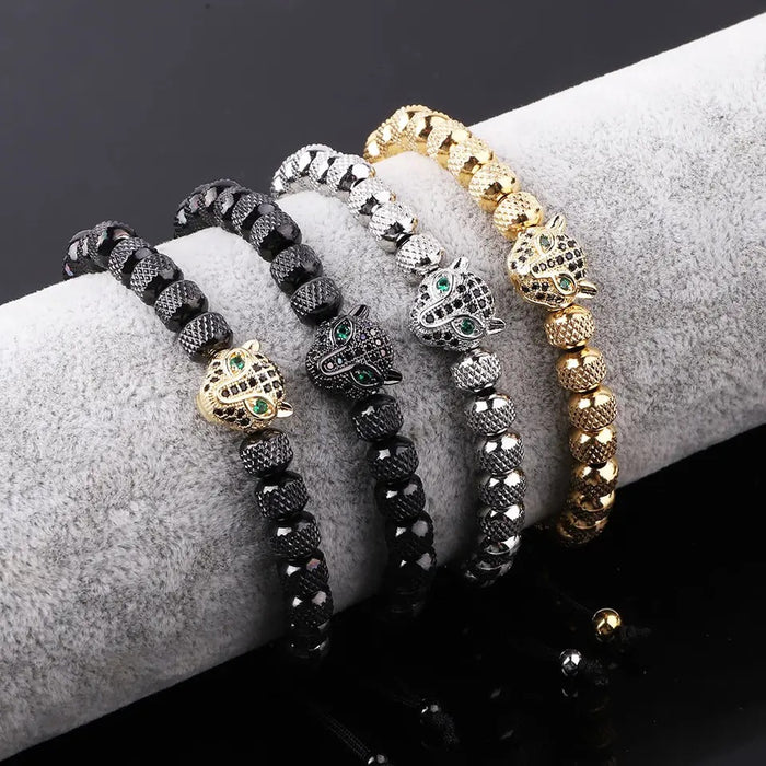 Wholesale Cheetah Beaded Bracelet Men Adjustable JDC-BT-YJ003