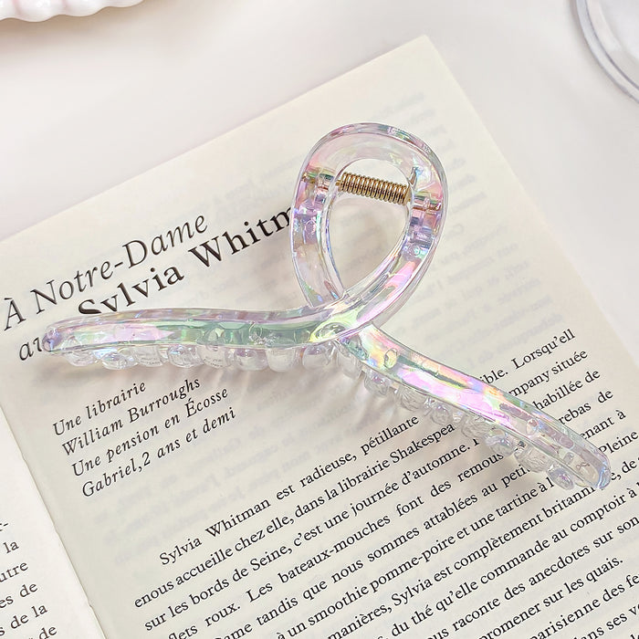 Wholesale Stylish Pearlescent Mermaid Large Hair Claw Clip Plastic Grip