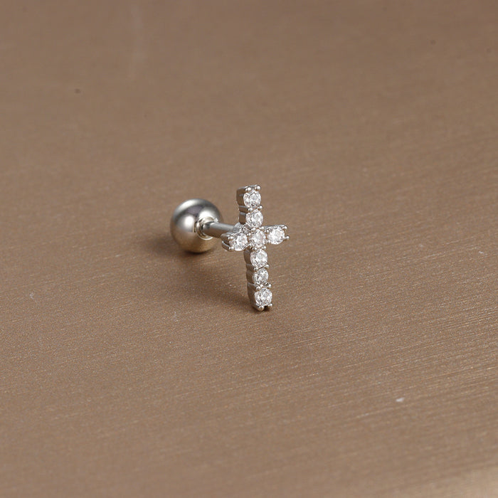 Wholesale Jewelry Stainless Steel Ear Nail Zircon Ball Screw Women