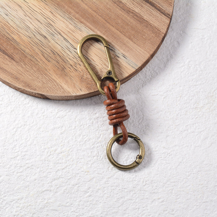 Wholesale Vintage Handwoven Leather Keychain with Lobster Clasp Bag Pendant