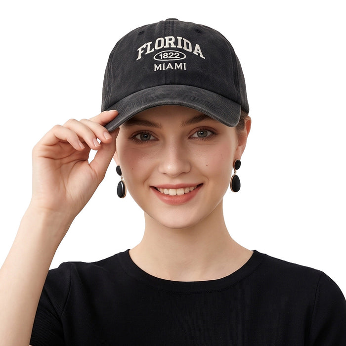 Wholesale Vintage Washed Cotton Baseball Cap with English Letter Embroidery Light Gray Sun Protection Hat
