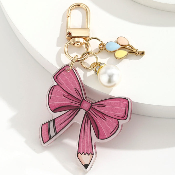 Wholesale Pearl Balloon and Bowknot Keychain