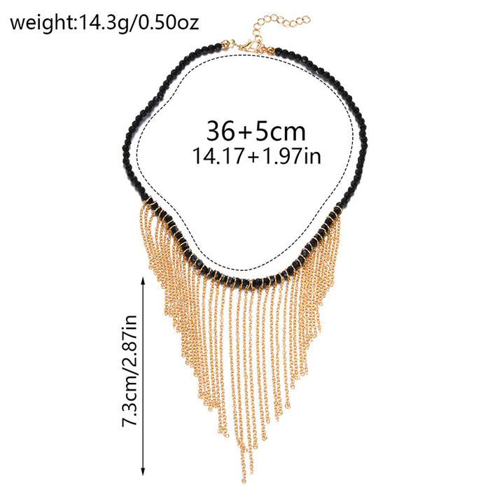 Wholesale Exaggerated jewelry, bead chain pendant, personalized niche chain, tassel necklace