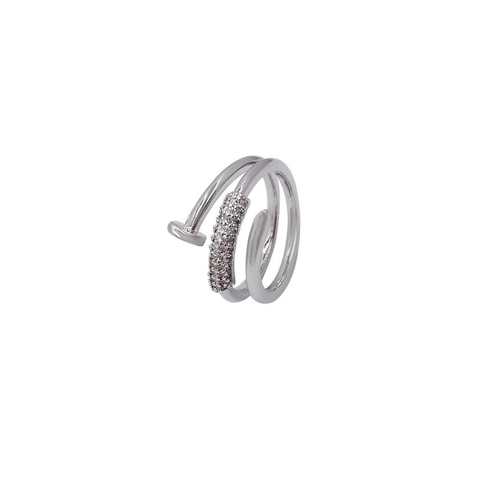 Wholesale Copper Micro-Inlaid Zirconia Nail Open Ring JDC-RS-Longt001