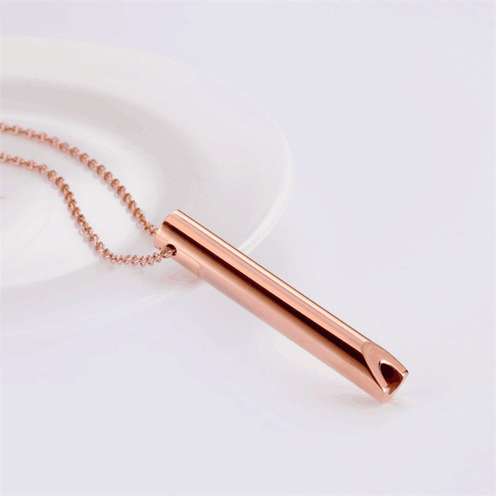 Wholesale Stainless Steel Titanium SSteel Whistle Meditation Mindfulness Breathing Decompression Anxiety Yoga Stainless Steel Pendant Necklace