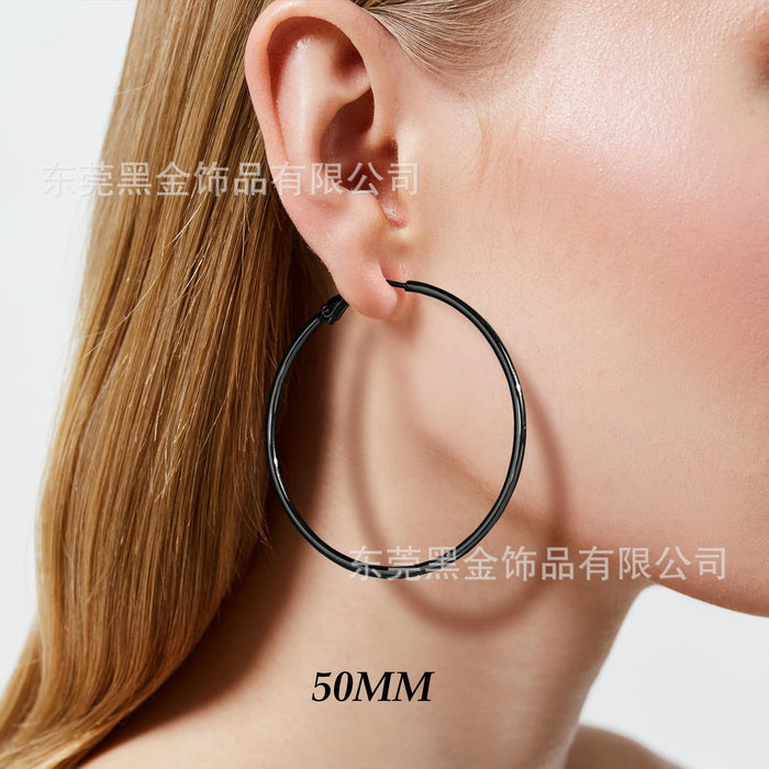 Wholesale Stainless Steel Large Round Wire Earrings JDC-ES-HeiJ001