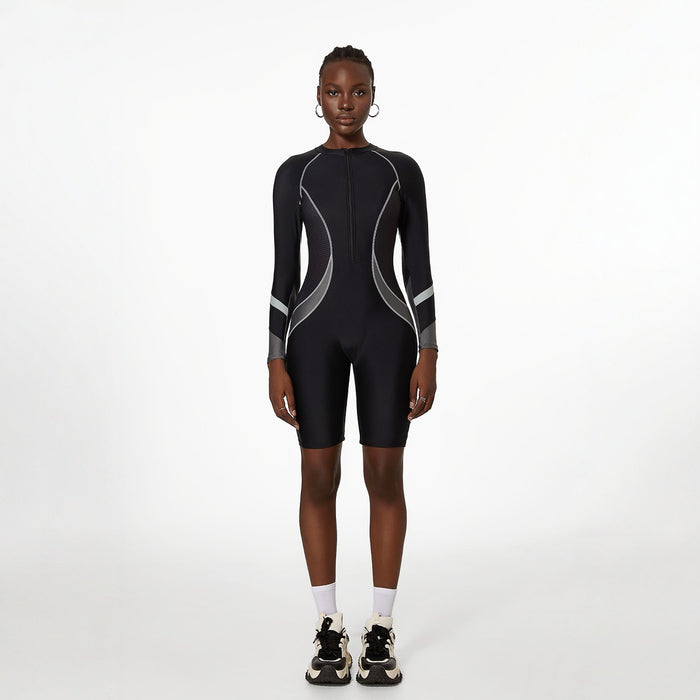 Wholesale Sports swimsuit, long sleeved swimsuit, textured one-piece swimsuit
