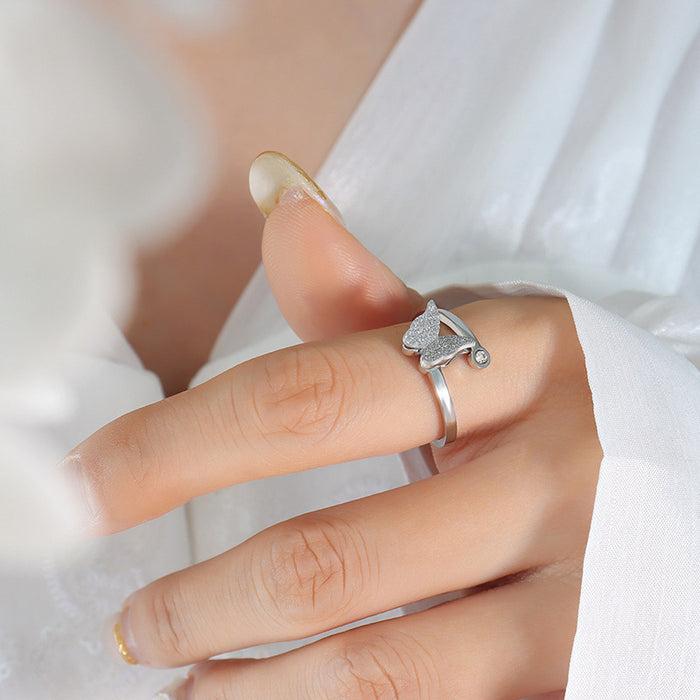 Wholesale Matte butterfly pendant necklace earrings ring jewelry set