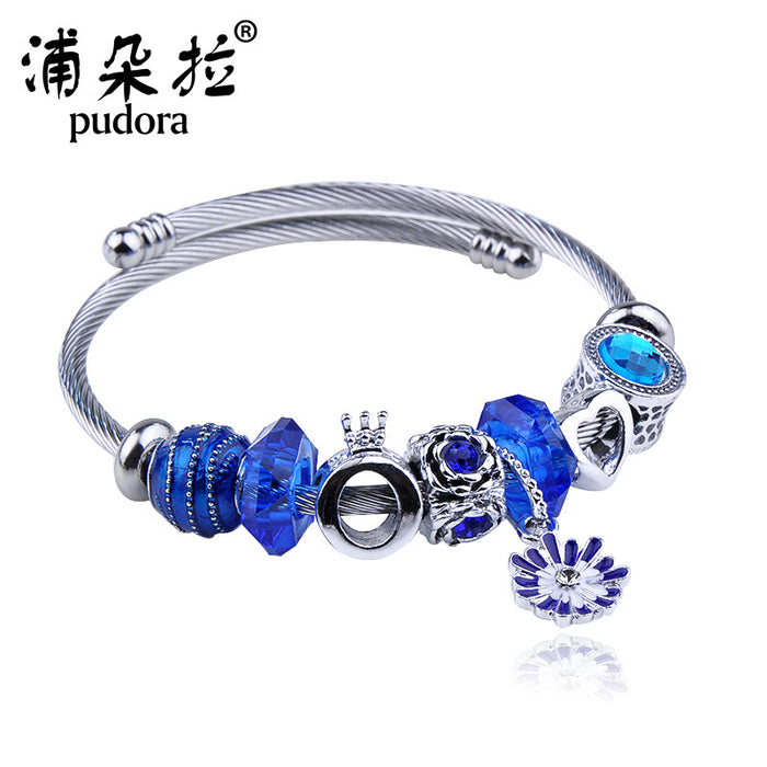 Wholesale New stainless steel bracelet, fashionable DIY bead bracelet, minimalist design