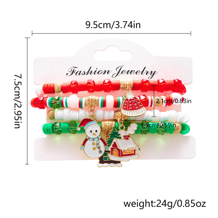 Wholesale Christmas Accessories Soft y Imitation Pearl Beaded Bracelet suit Santa Elk Pendant Bracelet