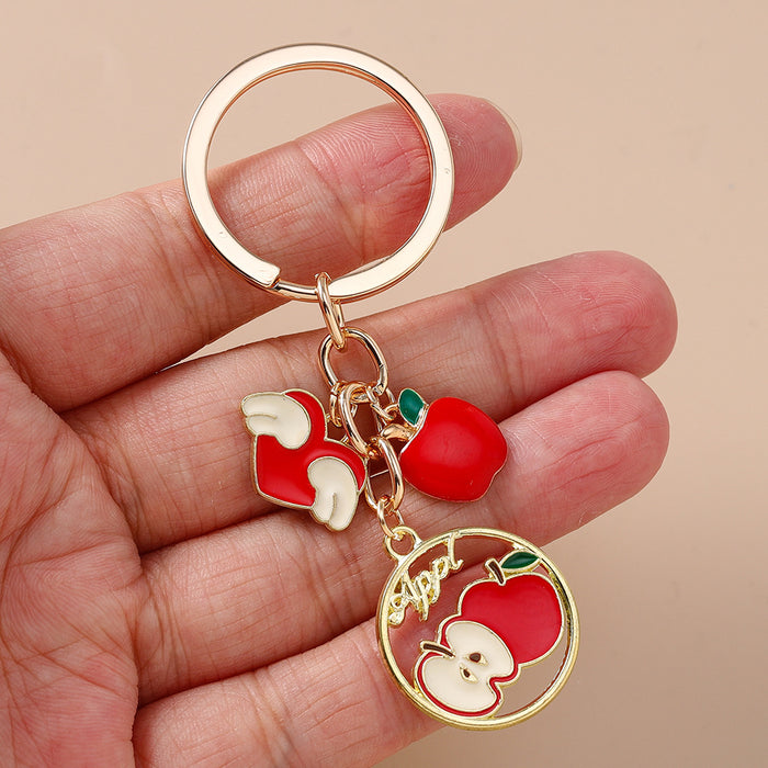 Wholesale Heart-shaped fruit metal keychain