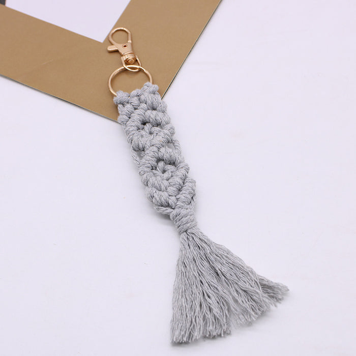 Wholesale Cotton Rope Hand-woven Tassel Keychain JDC-KC-LanXuan001