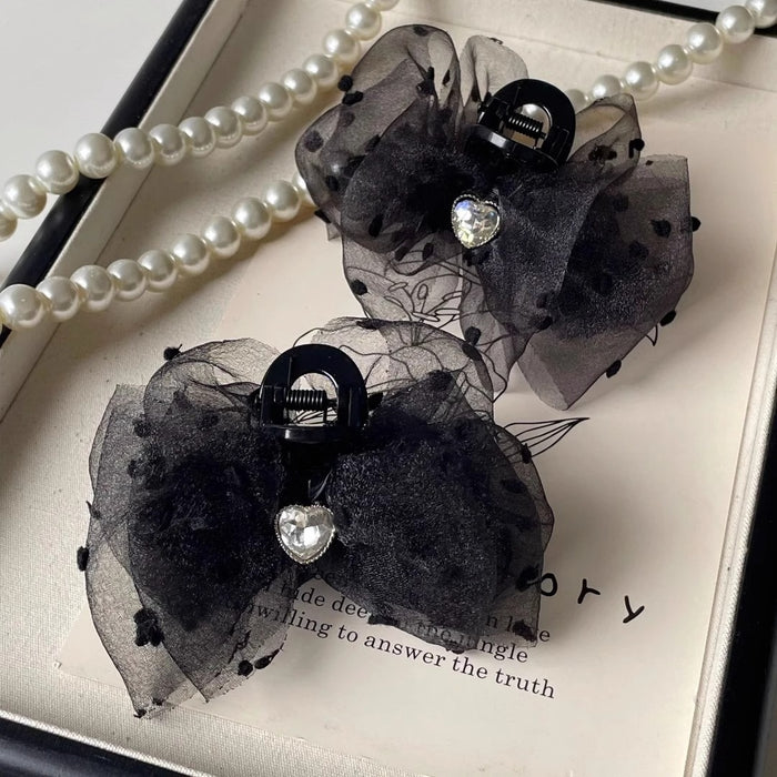 Wholesale Simple chiffon organza clip, fashionable lace polka dot hair clip, hair accessory