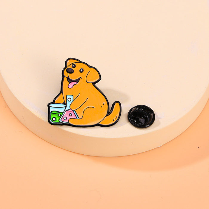 Wholesale Small animal chemist brooch cartoon cute cat and puppy fixed clothing accessories metal badge