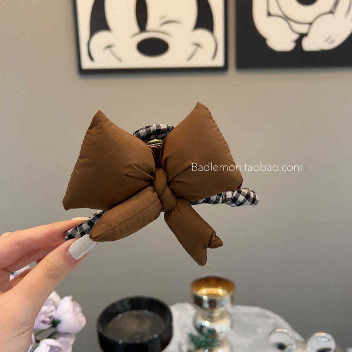 Wholesale Catching cartoon bow plate hair clip, new plaid large shark clip