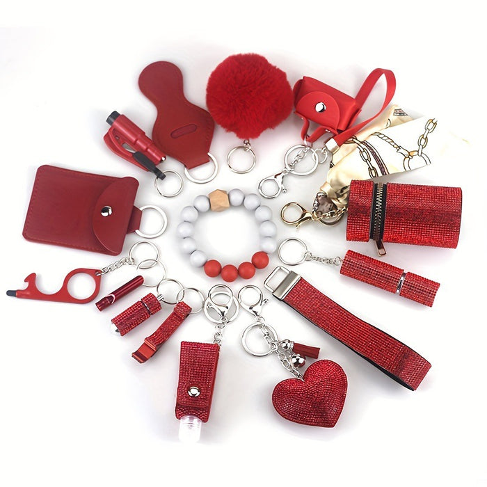 Wholesale Silver Self Defense 15 Piece Keychain Set For Adults Everyday Carry Gift