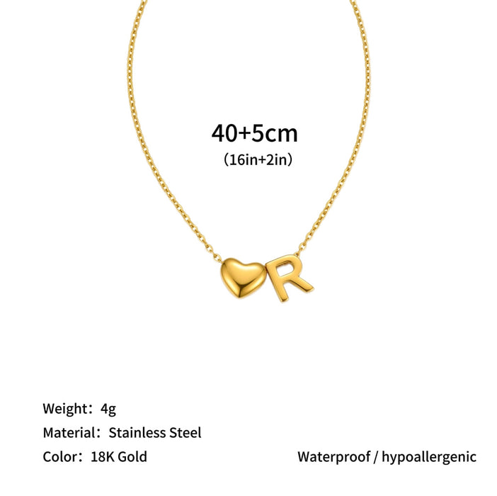Wholesale Clavicle chain jewelry accessory 26 letter heart pendant titanium steel necklace