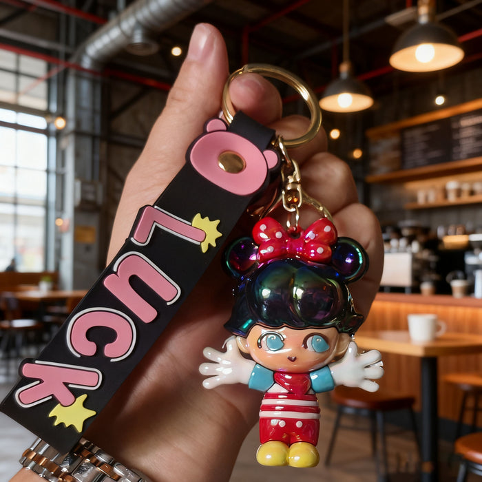 Wholesale Cute electroplated cartoon colorful keychains for couples