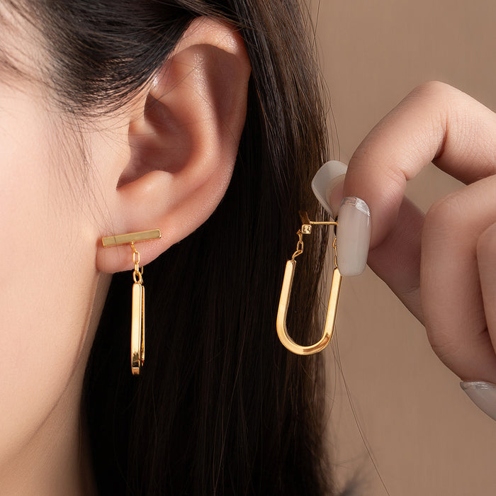 Wholesale Simple and versatile commuting earrings, daily versatile geometric design silver needle earrings