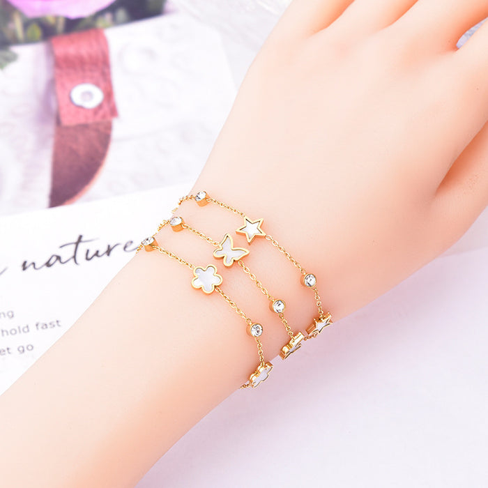 Wholesale Love Butterfly Roman Circle Star Stainless Steel Bracelet JDC-BT-JinL009