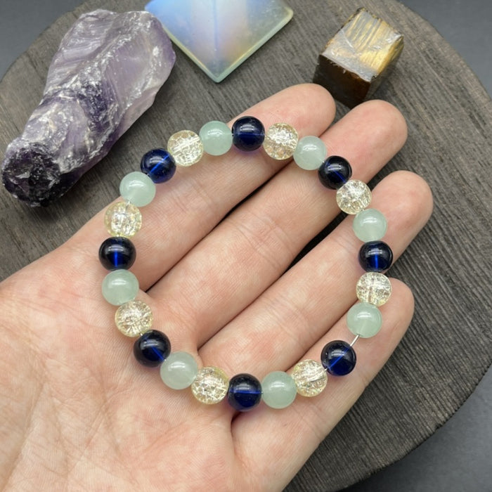 Wholesale Green Aventurine Lapis Lazuli Yellow Floral Glass Combination Bracelet