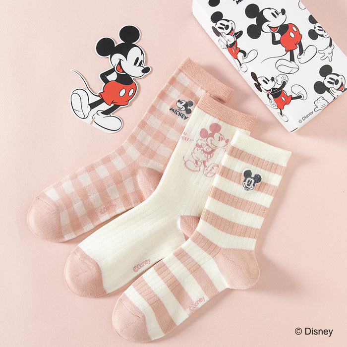 Wholesale Autumn and winter socks for children, 3 pairs of boxed striped mid tube socks, college style cotton socks