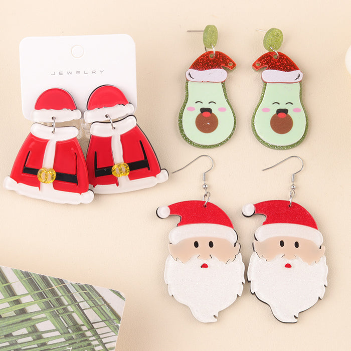 Wholesale Christmas Earrings Creative Cartoon  Clothes Snowman Personality Exaggerated Earrings Ear Jewelry Women