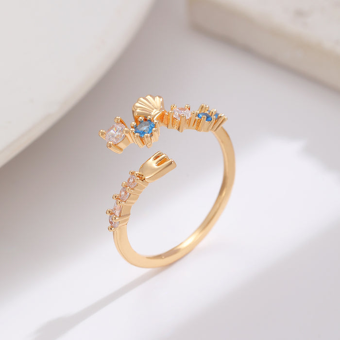 Wholesale Colorful zircon flower cartoon adjustable ring