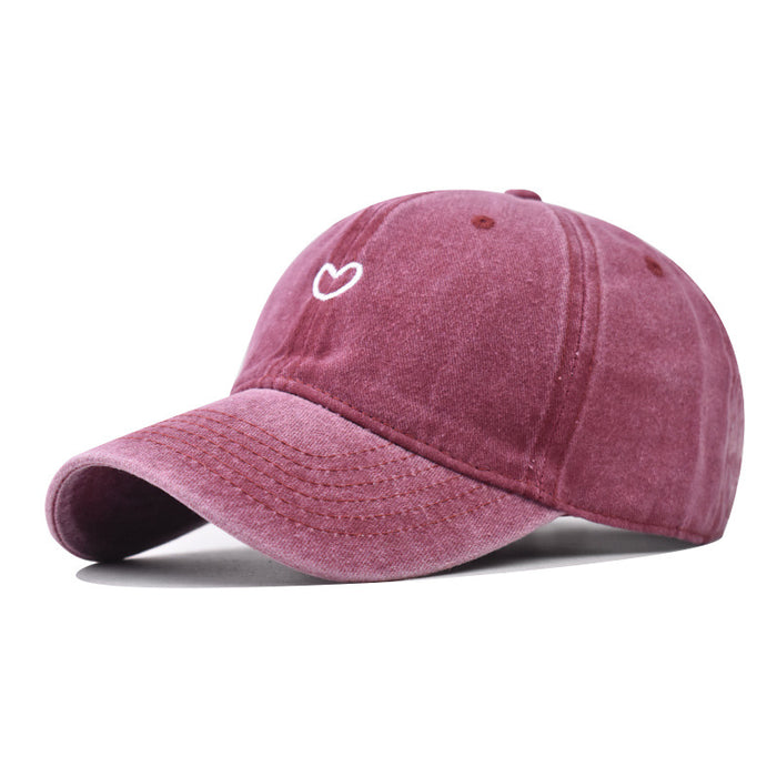 Wholesale Pure cotton washed old cute embroidered baseball cap duck tongue cap