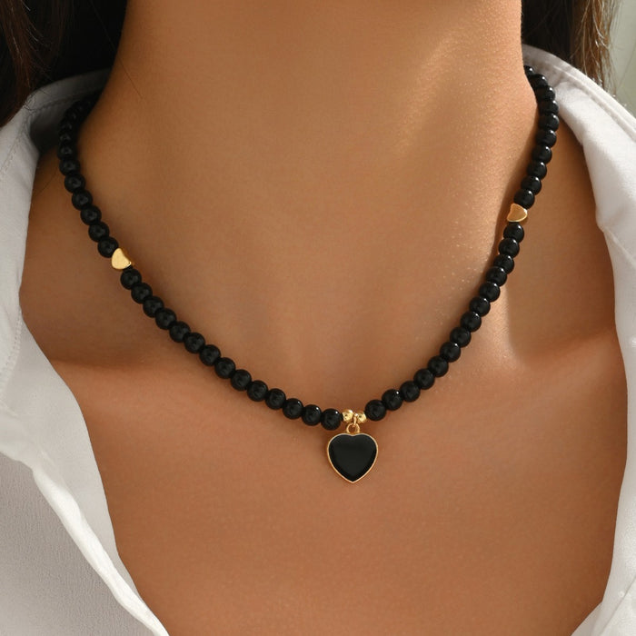 Wholesale Imitation Gold Heart Pendant Necklace Zinc Alloy Valentine' s Day Gift