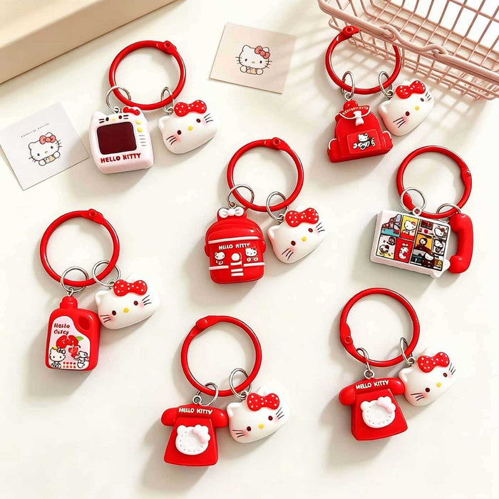 Wholesale Resin Cartoon Cat Bell Keychain Girly Bag Charm Decorative Accessory Gift For Friend