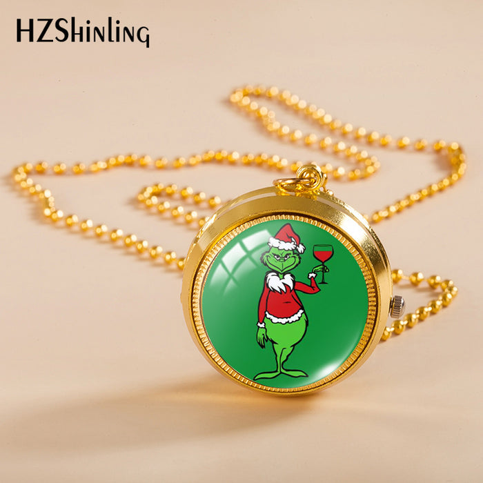 Wholesale Alloy Christmas Monster Grinch Rotating Pocket Watch JDC-PH-XiangL002