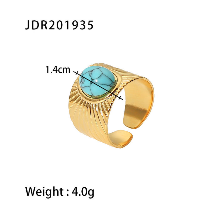 Wholesale Natural stone ring, versatile gemstone bracelet, titanium steel open ring