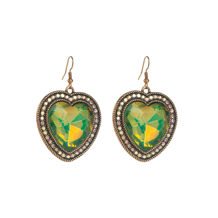 Wholesale Retro Heart Turquoise Inlay Earrings