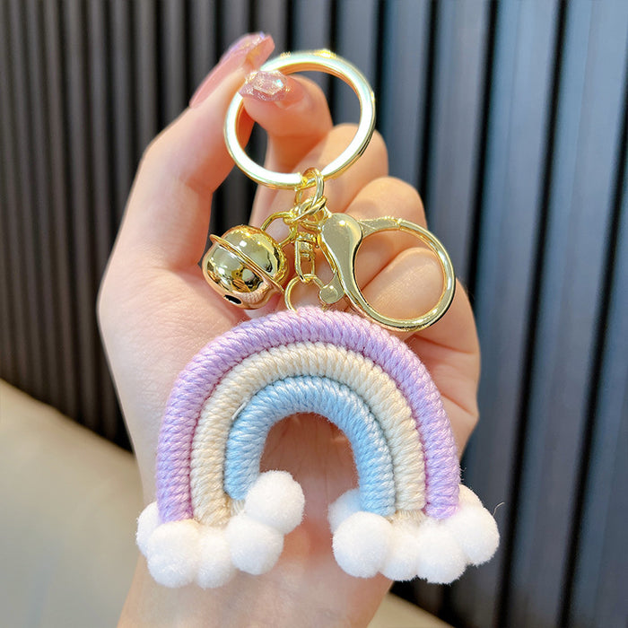 Wholesale Woven Cotton Thread Rainbow Cloud Keychain JDC-KC-WoA042