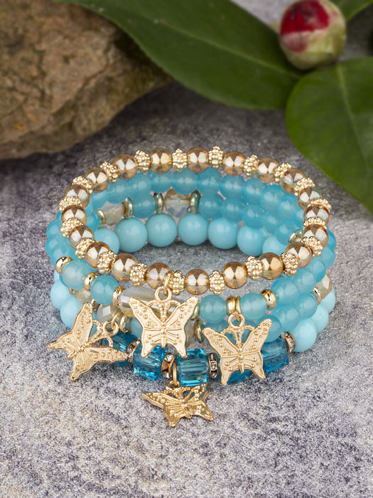 Wholesale Butterfly Crystal Multi-layer Beaded Bracelet JDC-BT-FeiYa004