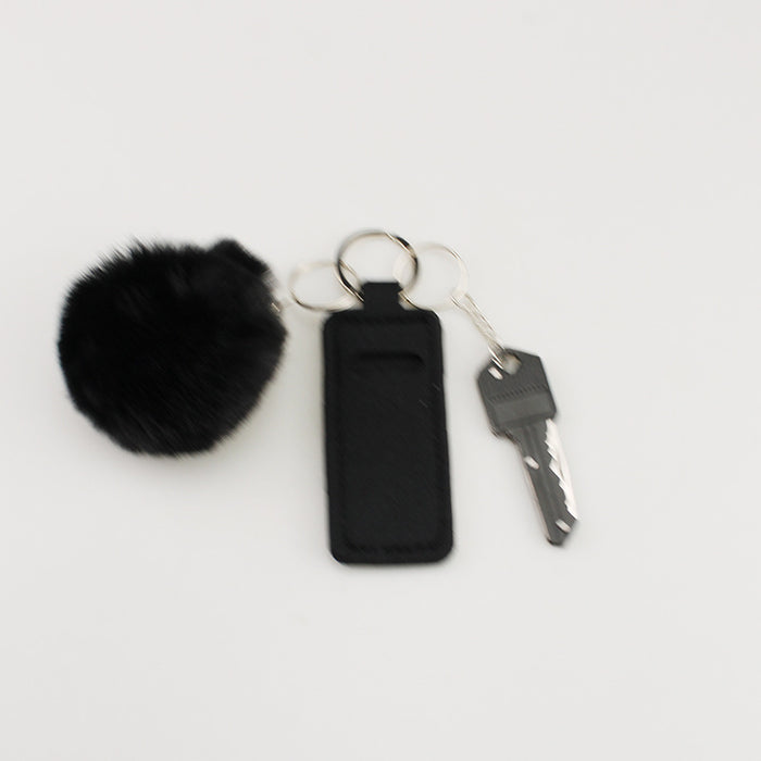 Wholesale Lipstick Design Pom Pom Keychain Fabric Car Key Accessory Decorative Gift For Party