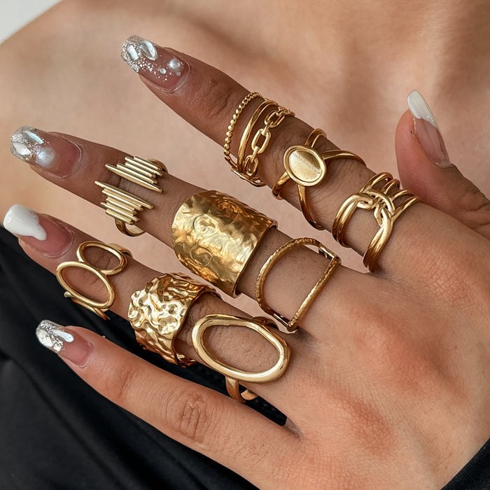 Wholesale Stainless steel ring with fashionable and minimalist style, geometric hollow opening and hand decoration ring