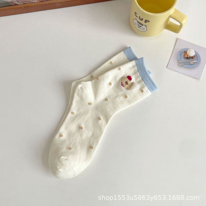 Wholesale Cartoon socks, new cute mid tube cotton socks, dog striped socks
