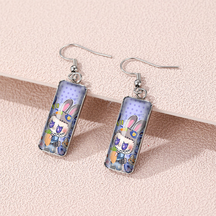 Wholesale Perimeter Earrings Rectangular Pendant Earrings Time Gem Glass Creative Earrings