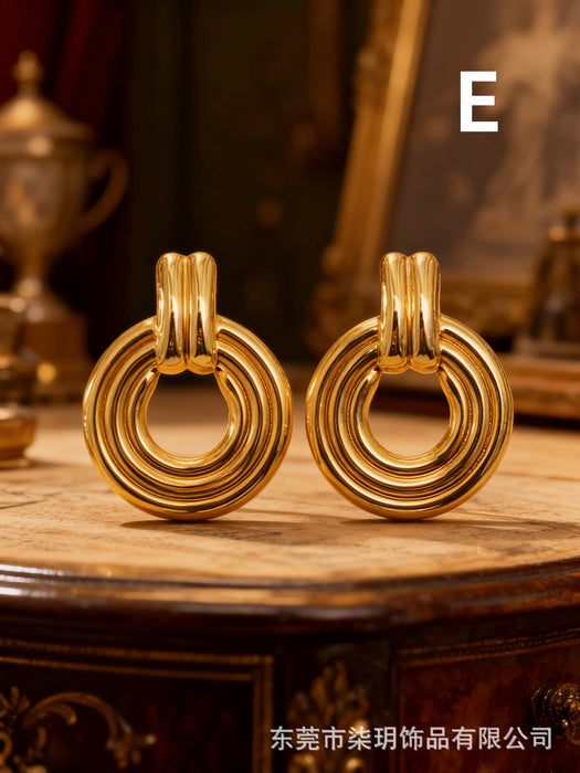 Wholesale Retro Metal Geometric Earrings Accessible  Women's Jewelry