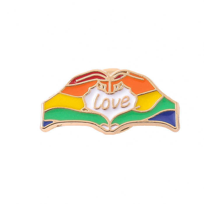 Wholesale Rainbow Love Letter Metal Badge JDC-BC-NanLuo003