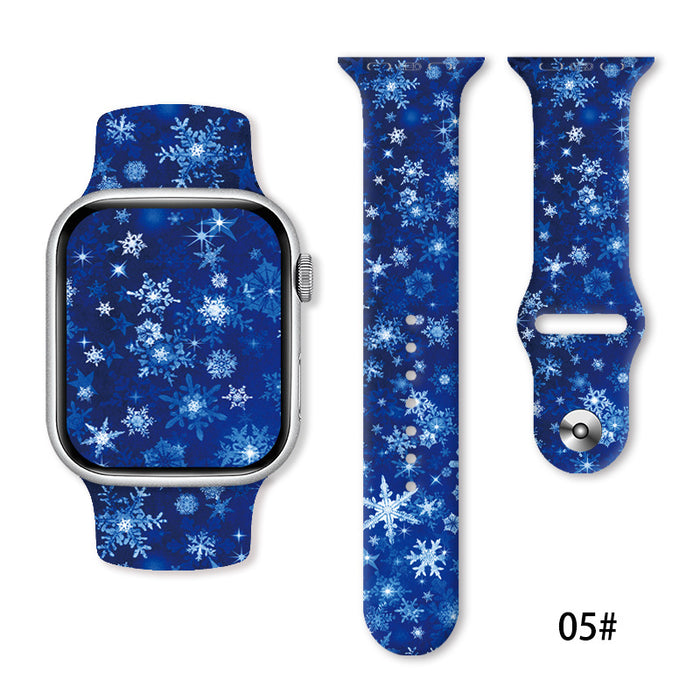 Wholesale Cartoon Christmas Silicone Strap Suitable for Apple Watch Strap JDC-WD-NuoQi005