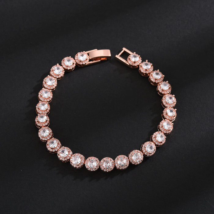 Wholesale Gold-plated Emerald Tennis Bracelet Full Diamond Zircon Bracelet