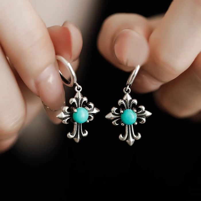 Wholesale Vintage turquoise cross earrings