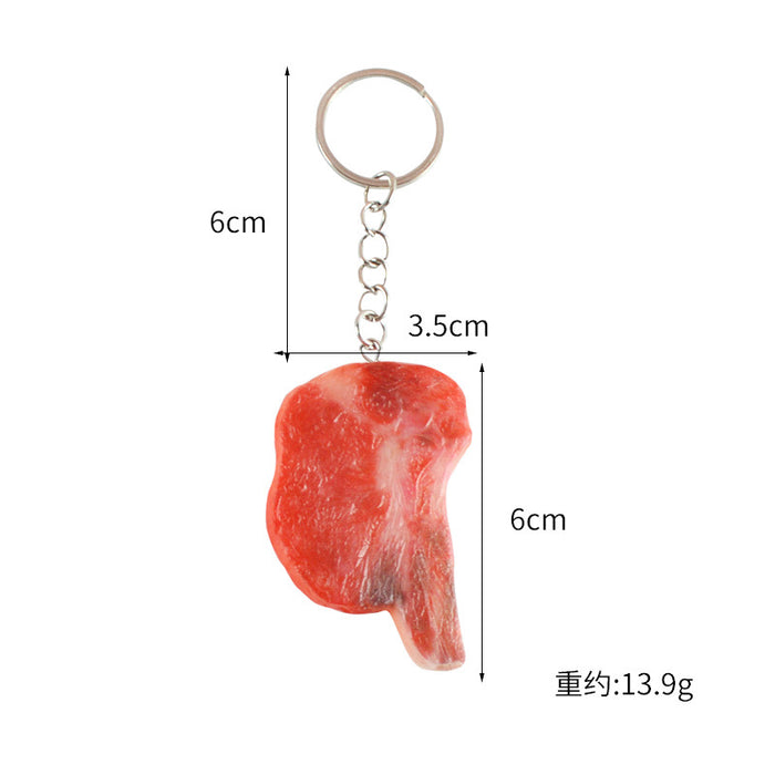 Wholesale PVC Simulated Tomahawk Steak Keychain Realistic Faux Meat Bag Charm Decorative Accessory MOQ≥5