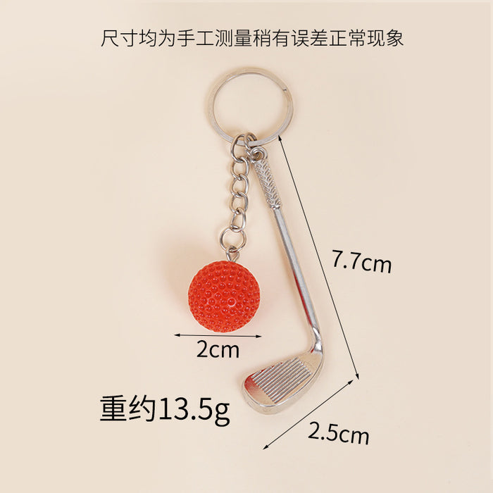 Wholesale Metal Golf Ball And Club Keychain Bag Charm Stylish Couple Gift Car Key Accessory MOQ≥2